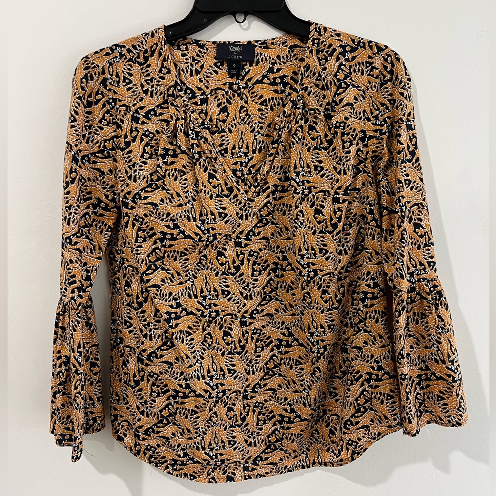 J Crew Giraffe Flare sleeve blouse